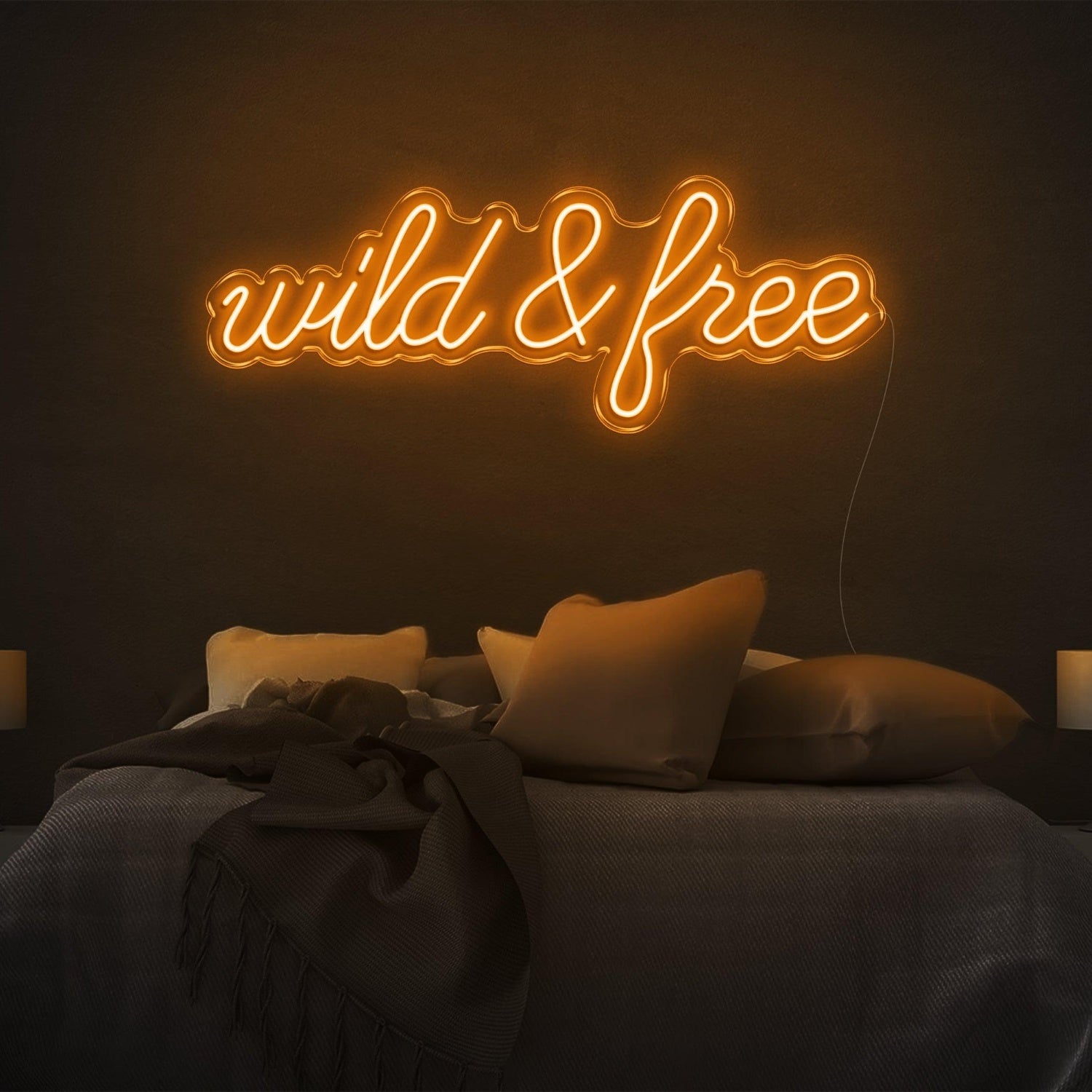 Wild And Free Bright Yellow Led Neon Sign For Bedroom Wall Decor | Shineneon