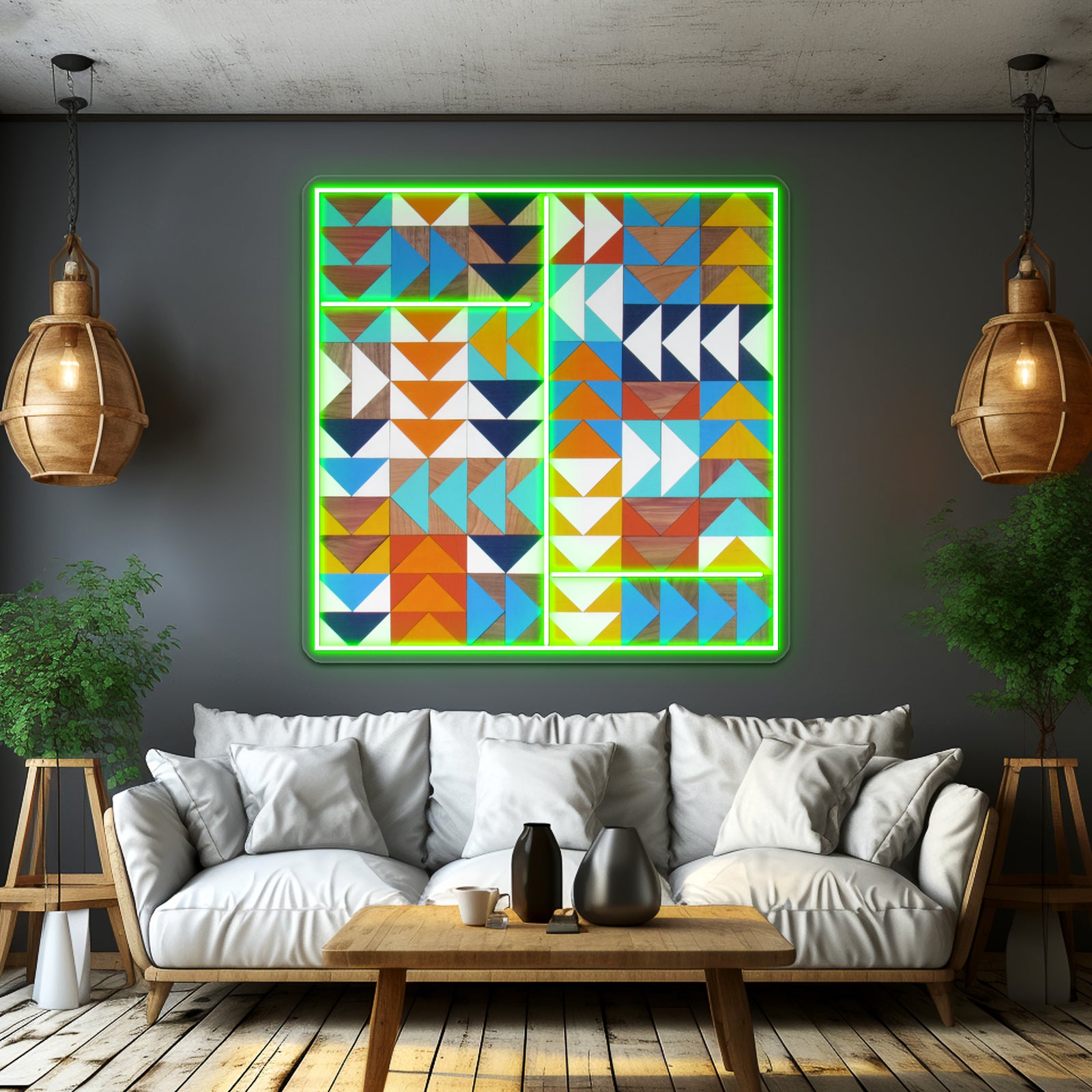 Wild Geese In Bluesyellowswood Wall Artwork Neon Signs | Shineneon