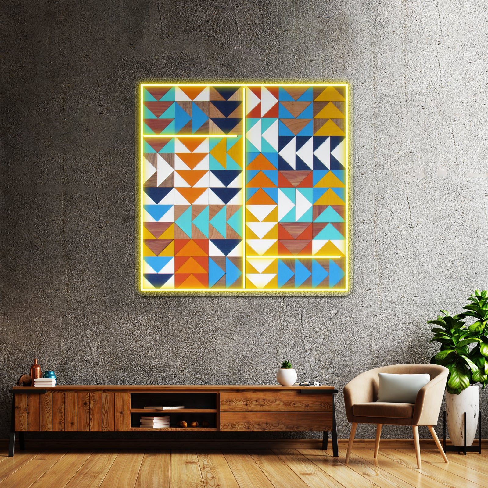 Wild Geese In Bluesyellowswood Wall Artwork Neon Signs | Shineneon