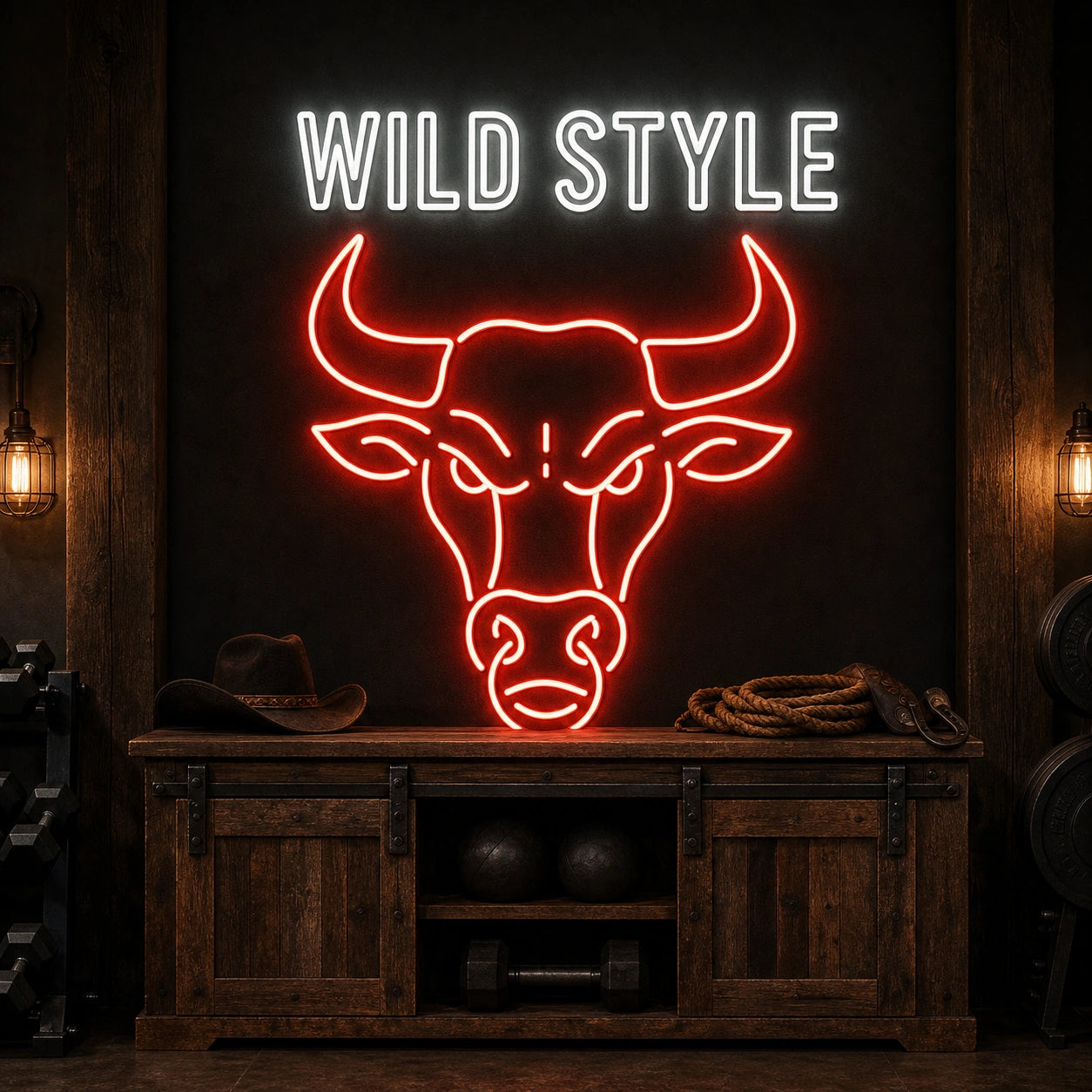 Wild Style Bull Head LED Neon Sign high-converting product image