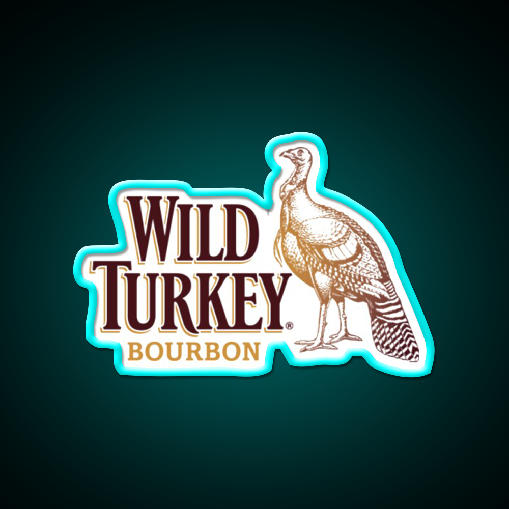 Wild Turkey Logo Beer Bar Decor Led Neon Sign Rgb Color - Size and dimension reference