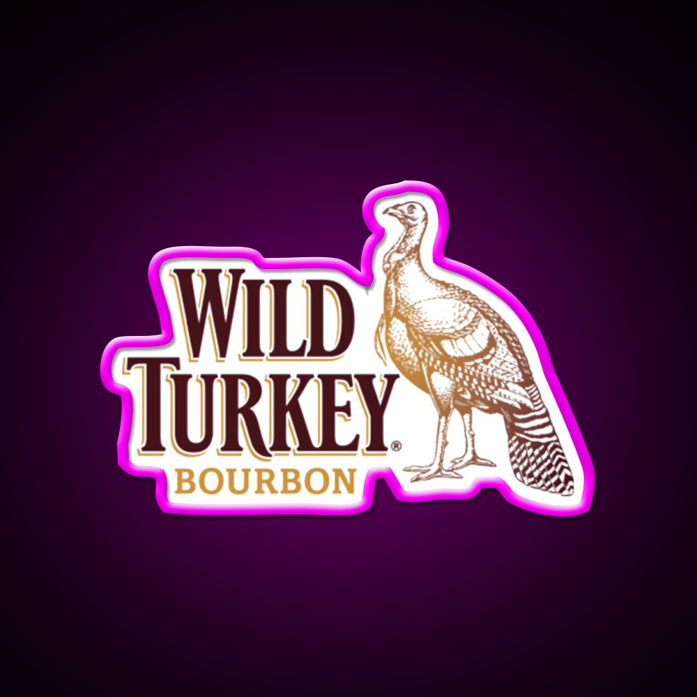 Wild Turkey Logo Beer Bar Decor Led Neon Sign Rgb Color - Neon sign mounted on wall in room