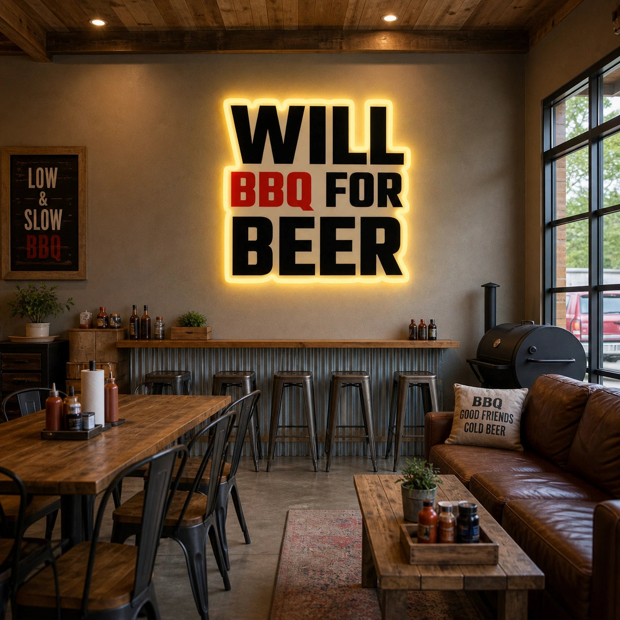 Will BBQ For Beer LED Neon Sign size image