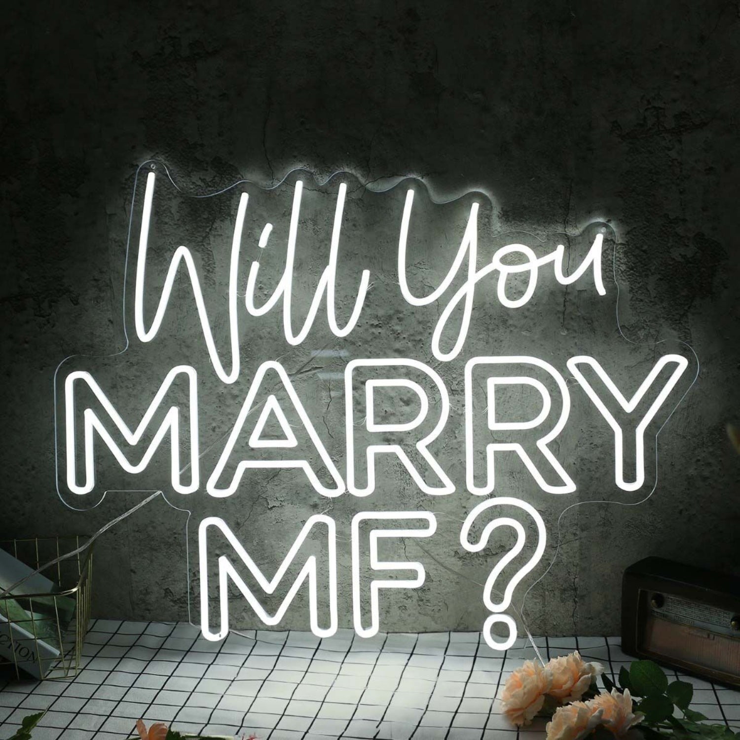 Will You Marry Me White Wedding Neon Sign For Engagement | Shineneon