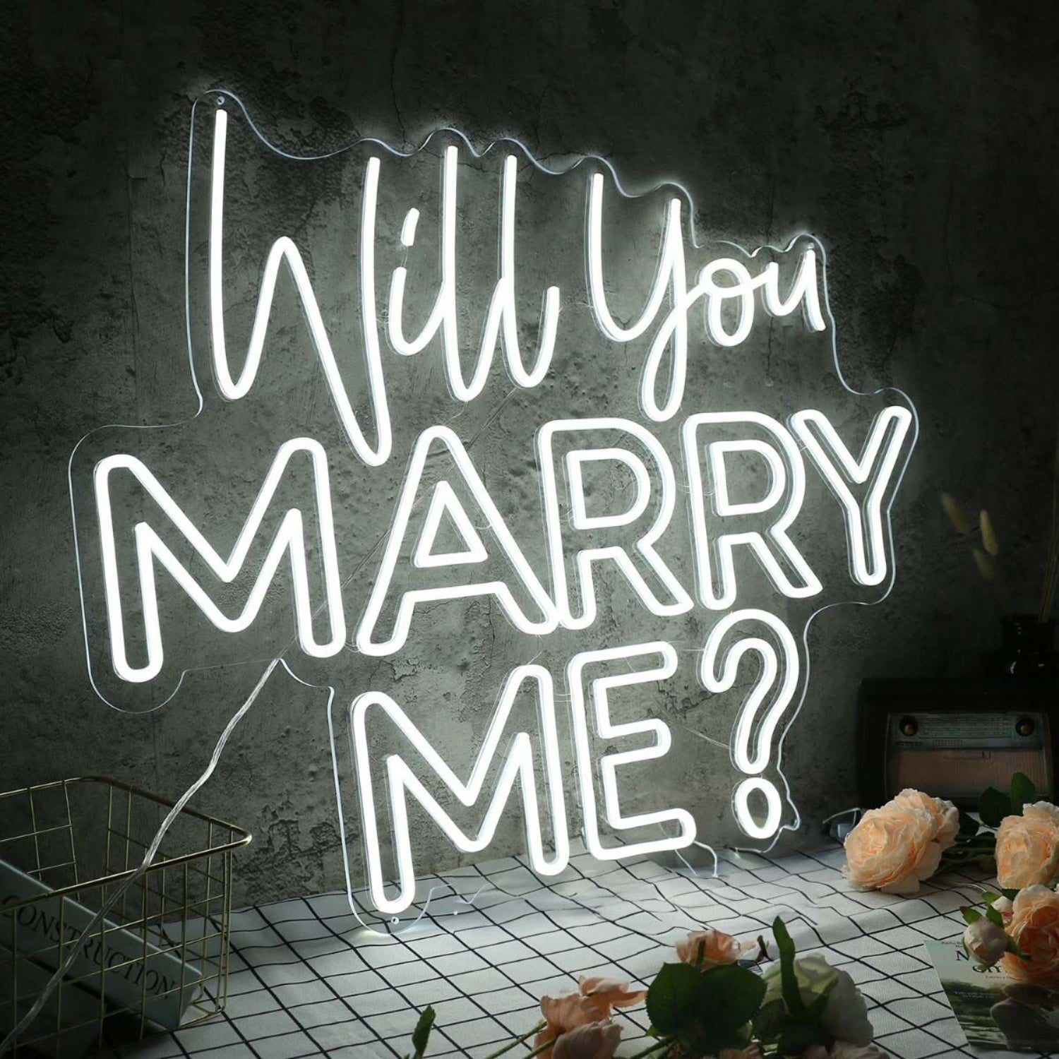 Will You Marry Me White Wedding Neon Sign For Engagement | Shineneon