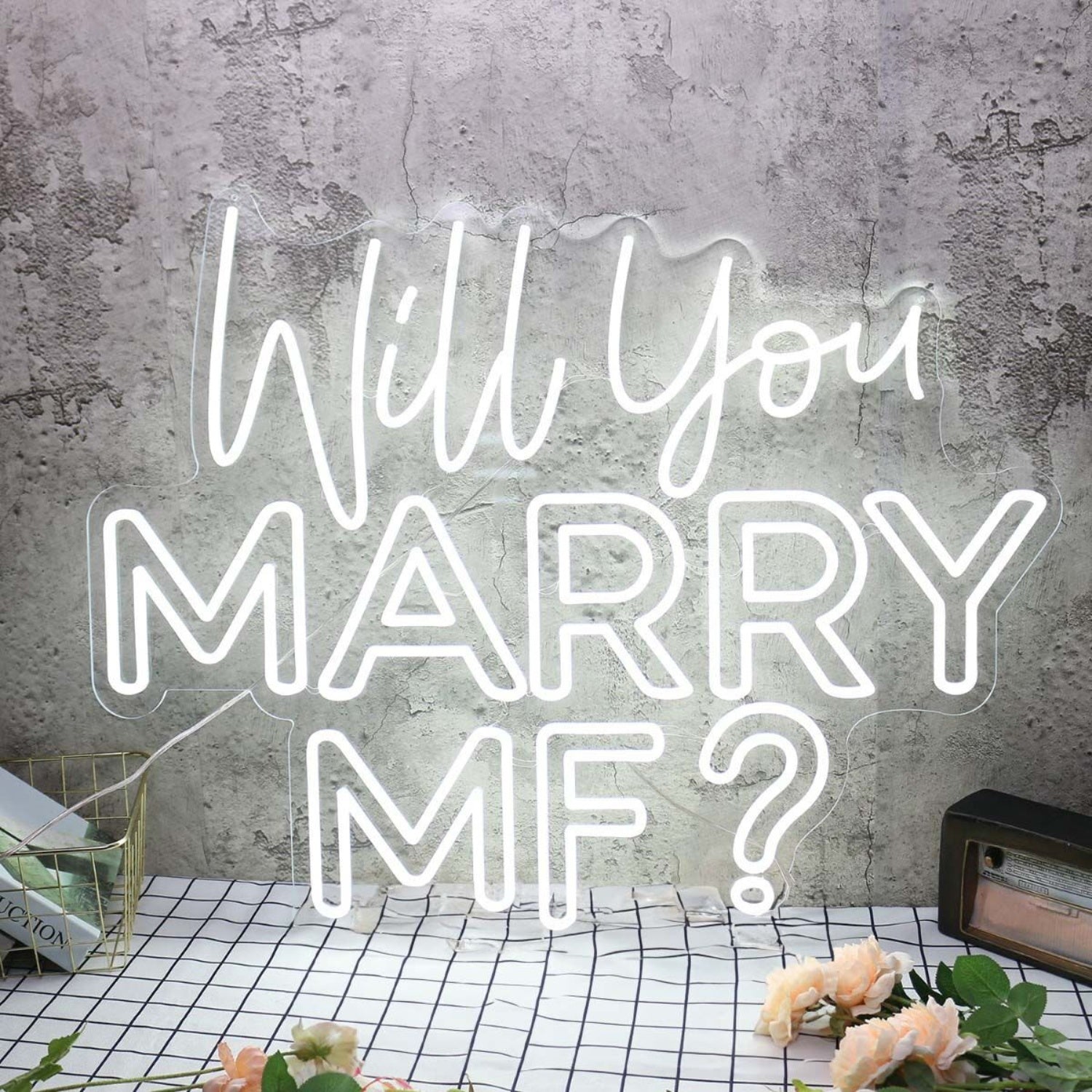 Will You Marry Me White Wedding Neon Sign For Engagement | Shineneon