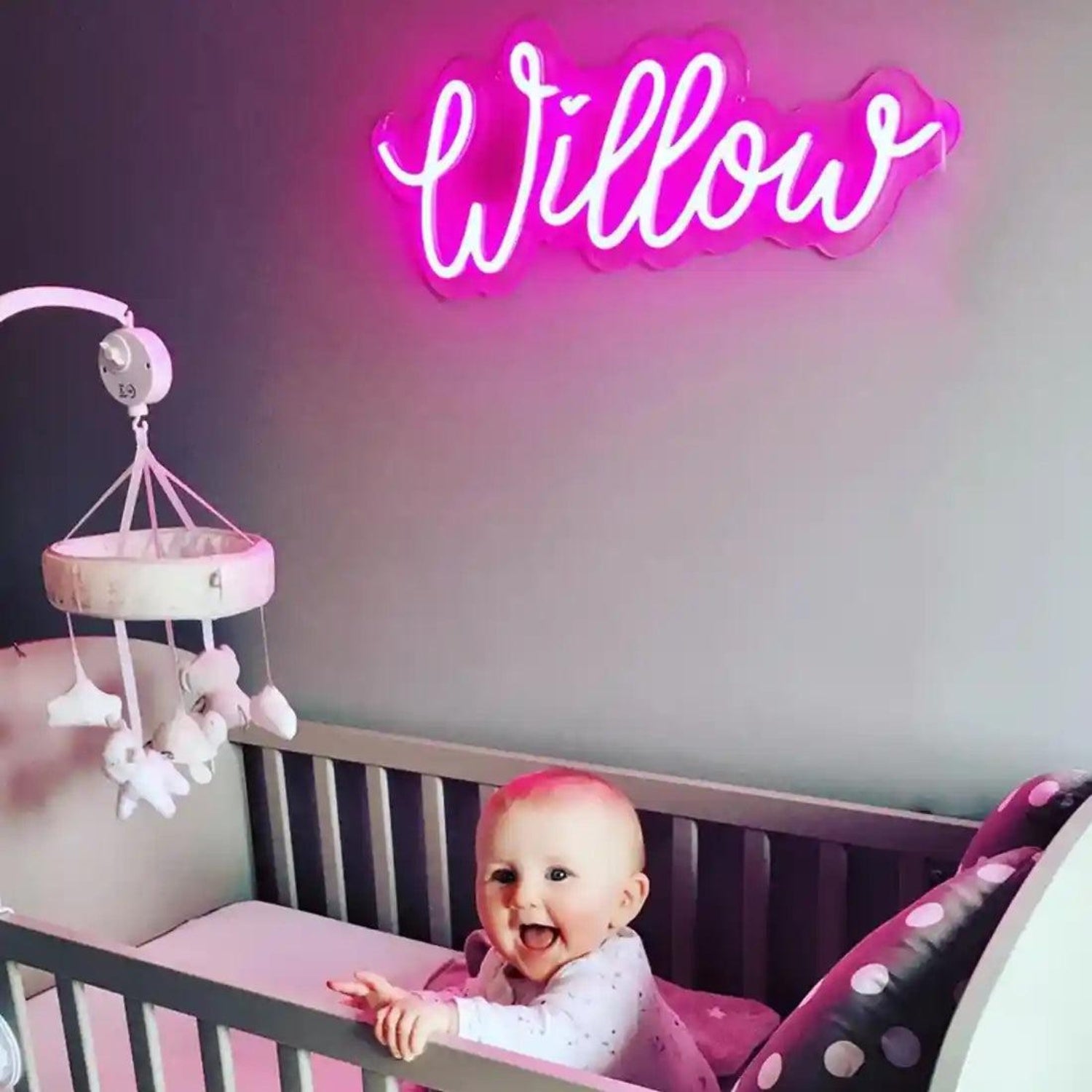 Willow White-Pink Led Neon Sign For Baby Nursery Decor | Shineneon