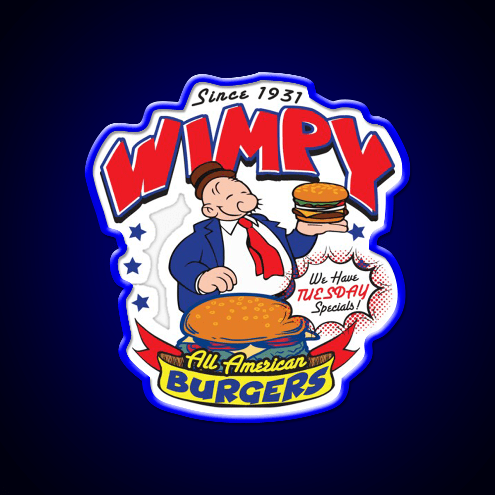 Wimpy Burger Fast Food Led Neon Sign For Burger Place Rgb Color - Shineneon