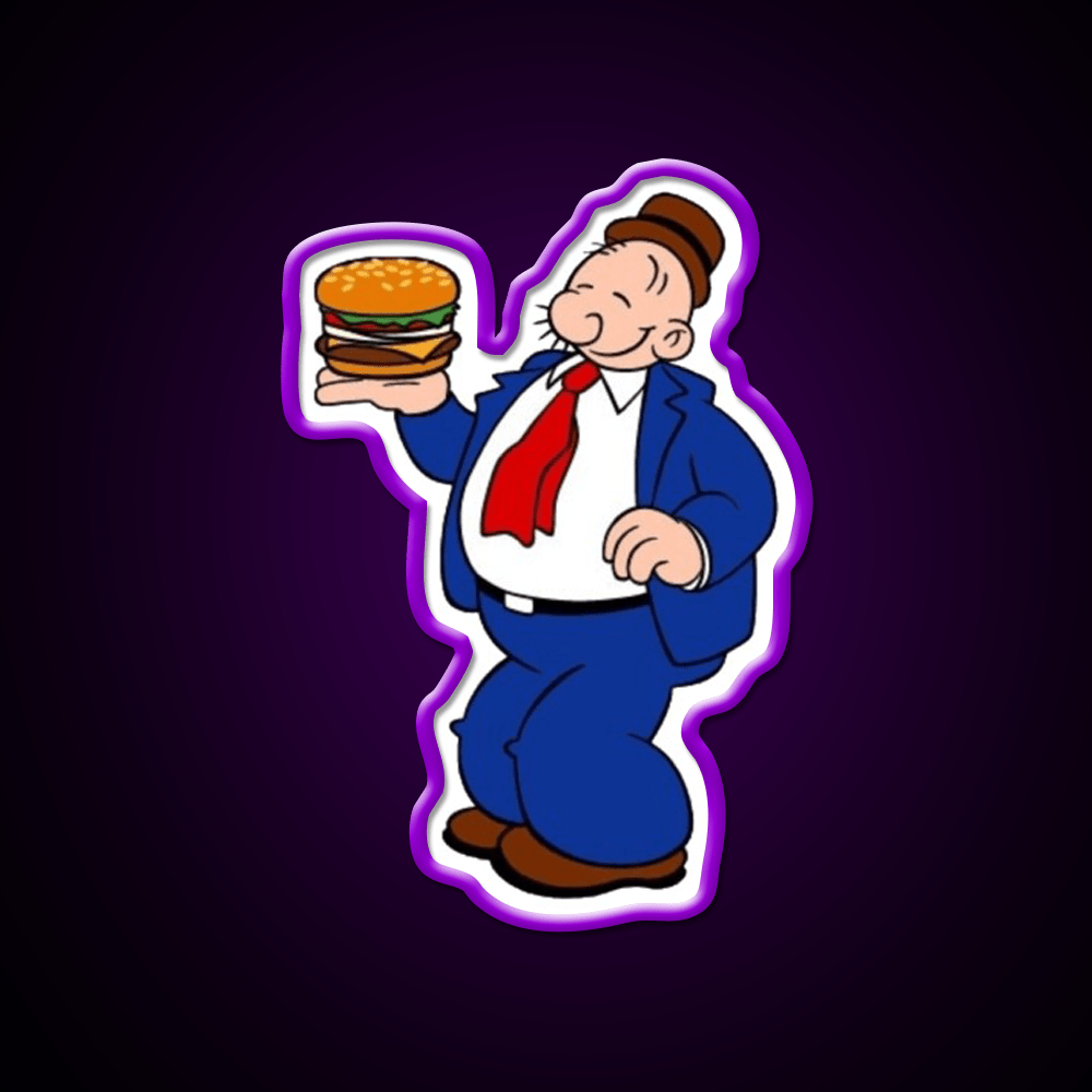 Wimpy Hamburger Cartoon Fast Food Led Neon Sign For Burger Place Rgb Color - Shineneon