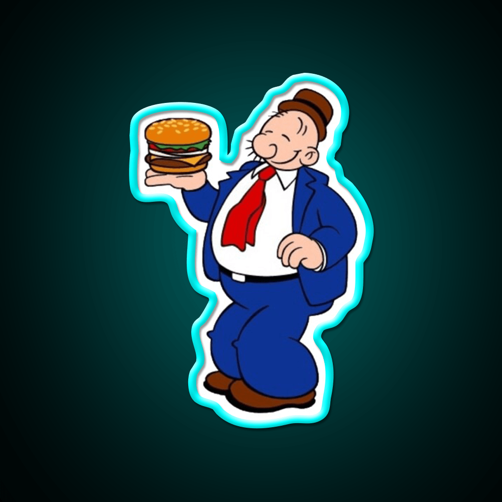 Wimpy Hamburger Cartoon Fast Food Led Neon Sign For Burger Place Rgb Color - Shineneon