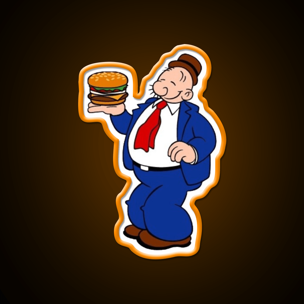 Wimpy Hamburger Cartoon Fast Food Led Neon Sign For Burger Place Rgb Color - Shineneon