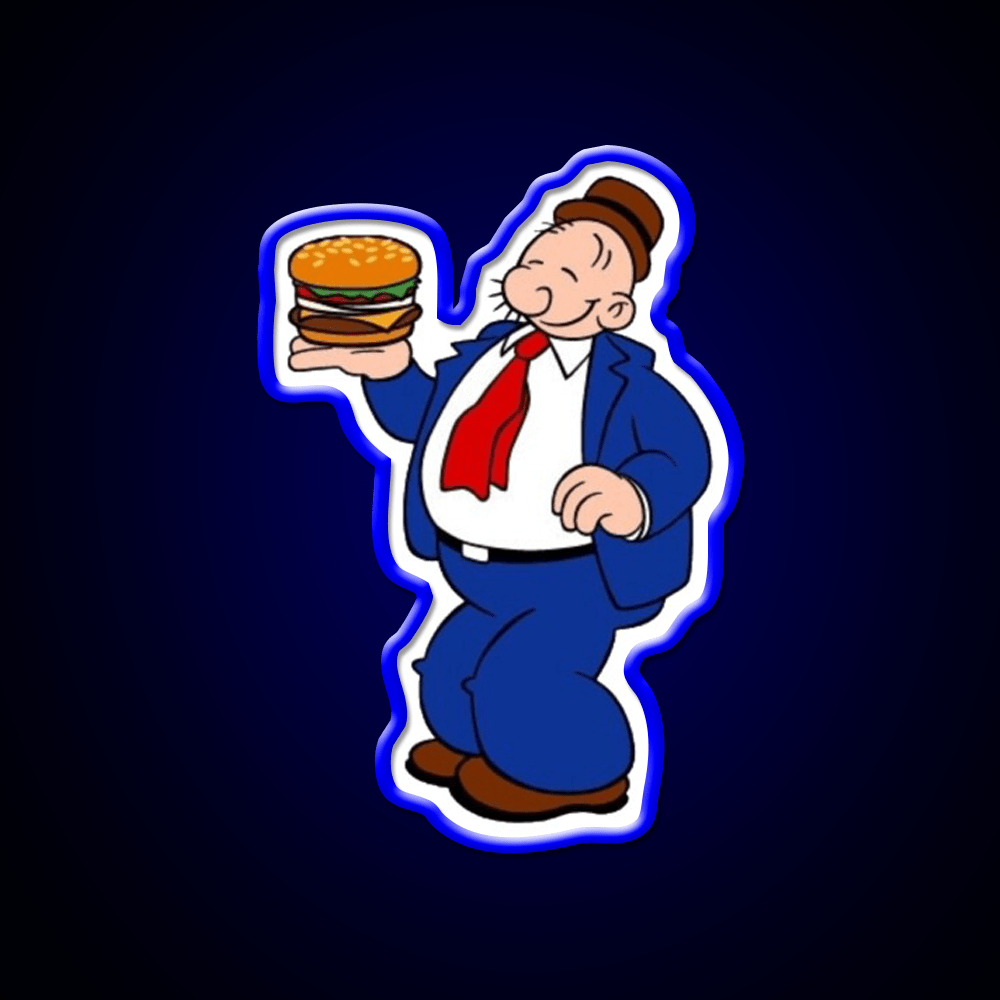 Wimpy Hamburger Cartoon Fast Food Led Neon Sign For Burger Place Rgb Color - Shineneon