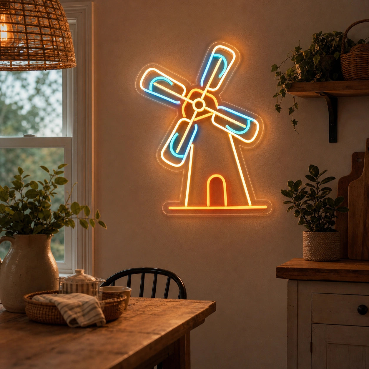 Windmill LED Neon Sign Garage Man Cave Neon Sign real lifestyle scene