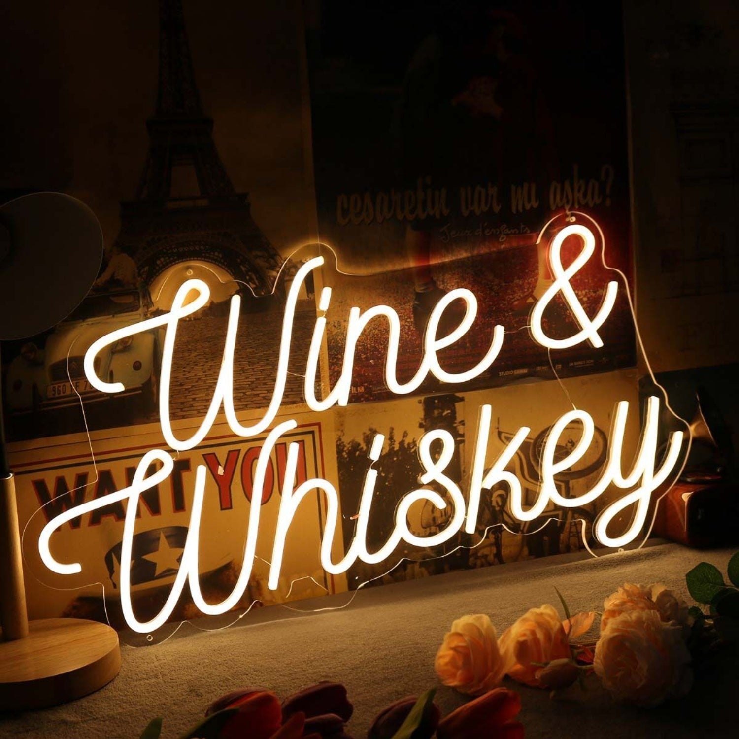 Wine And Whiskey Yellow Led Neon Sign - Shineneon