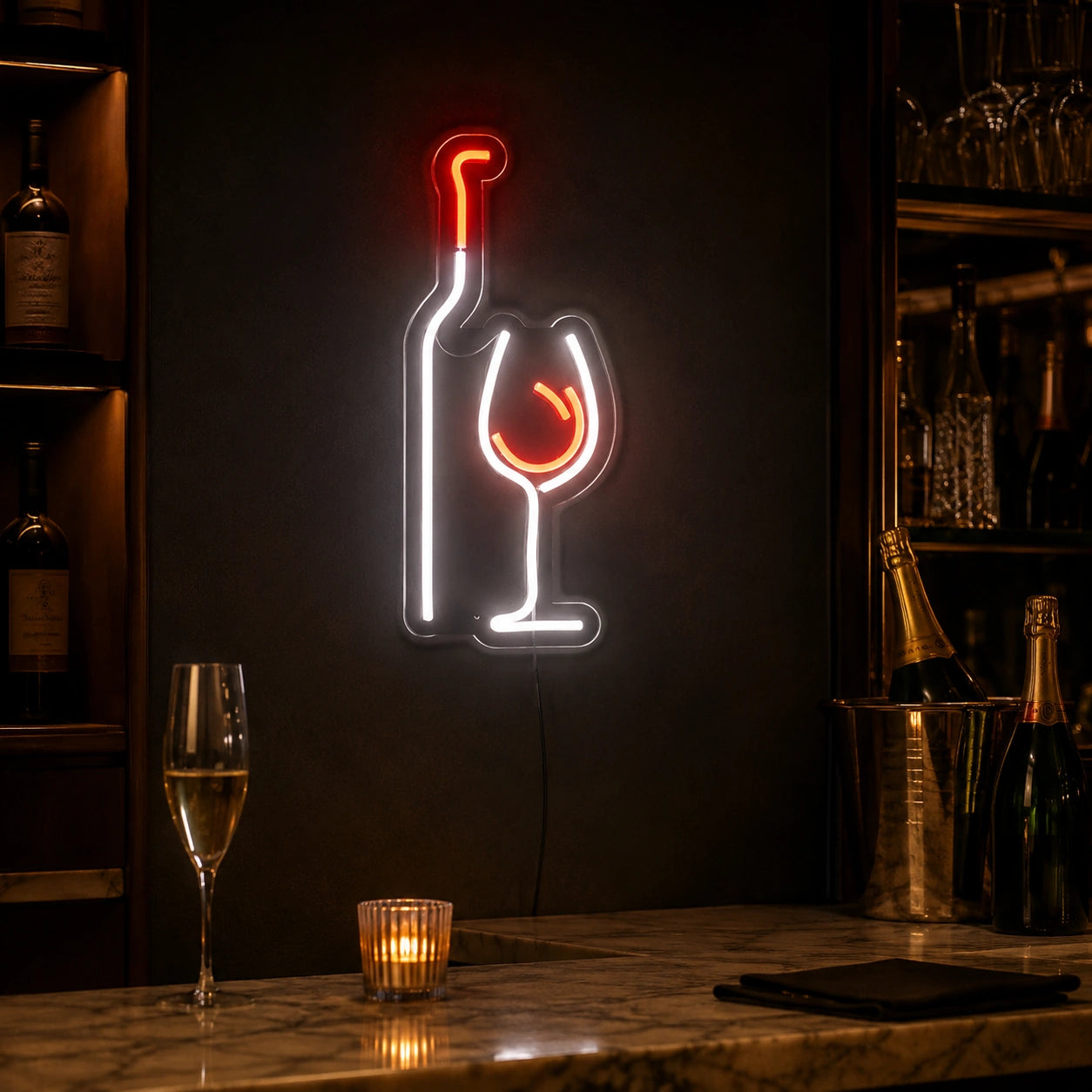 Wine Bottle Glass LED Neon Sign real lifestyle scene