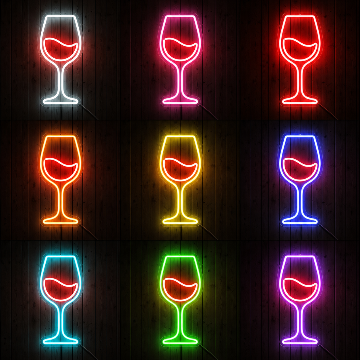 Wine Glass LED Neon Sign Home Bar Wall Decor Studio Art Gift Etsy color grid