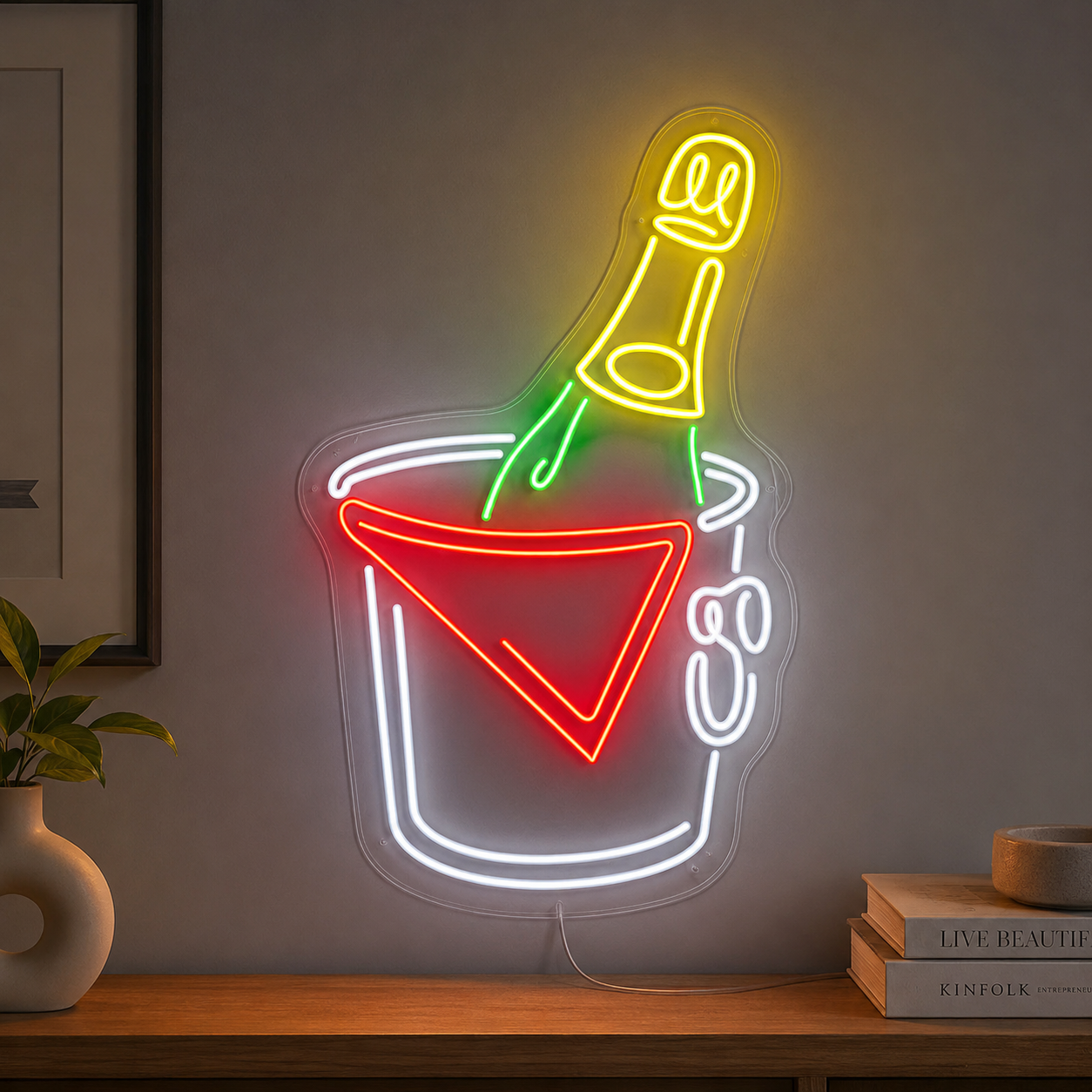 Wine In Ice Bucket LED Neon Sign main product image