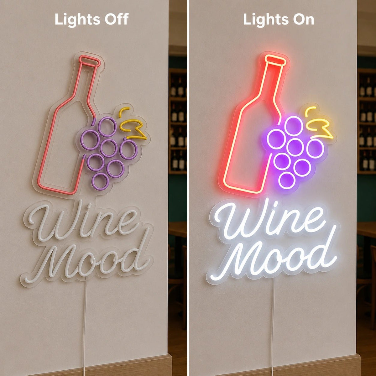 Wine Mood Bottle And Grapes LED Neon Sign - Shineneon