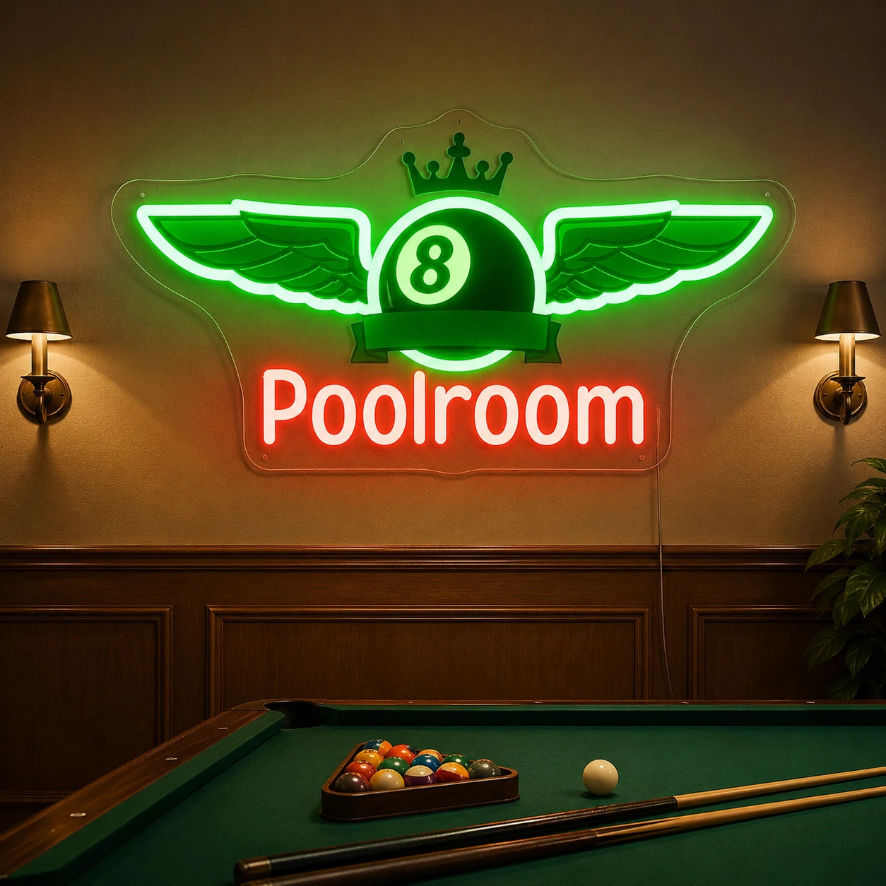 Winged Eight Ball Neon Sign LED Neon Sign high-converting product image