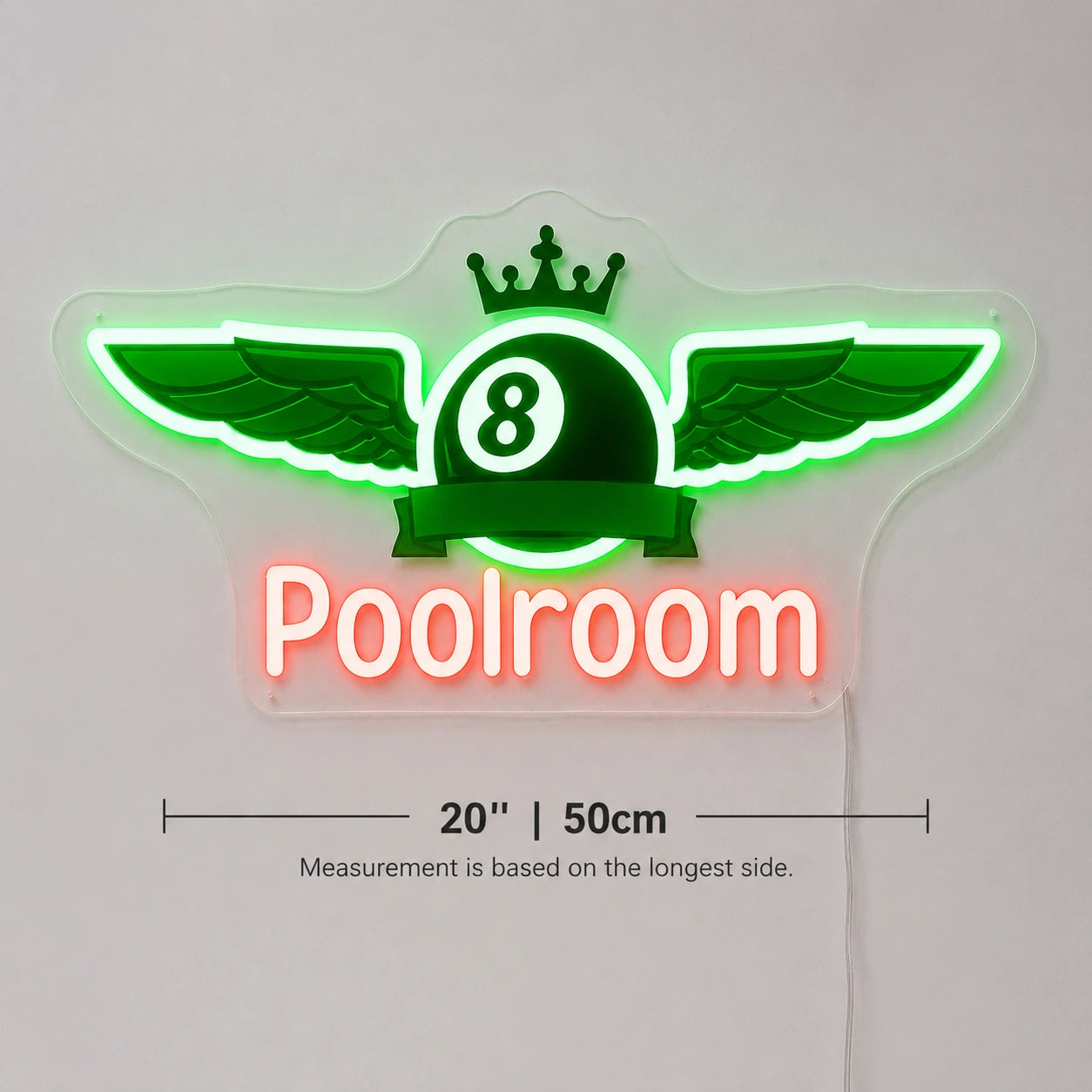 Winged Eight Ball Neon Sign LED Neon Sign size image