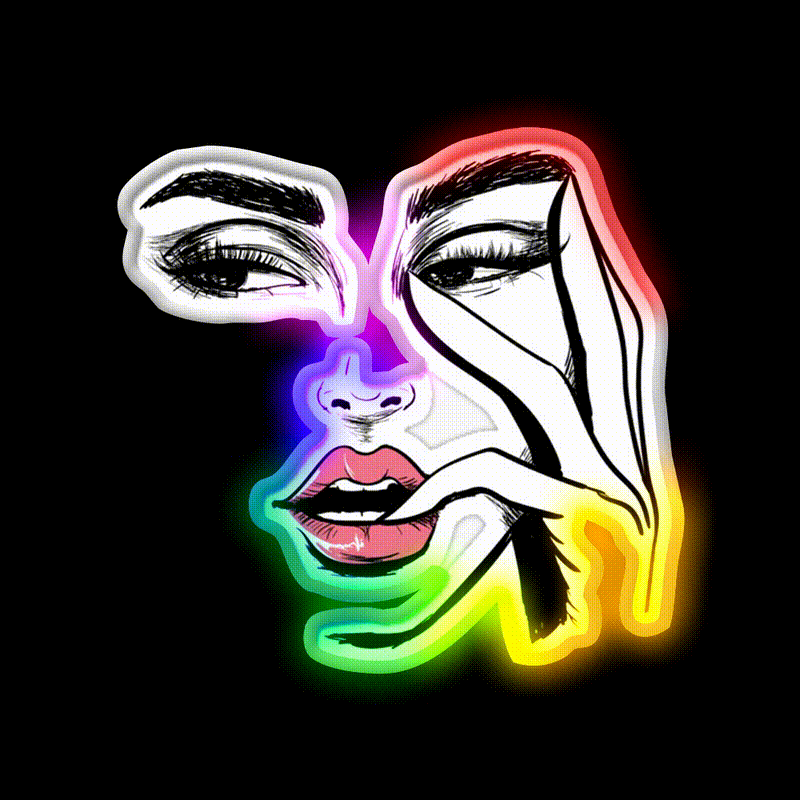 Wink Kiss Eyelashes Fashion Nail Art Nail Salon Led Neon Sign Rgb Color - LED neon sign close-up detail