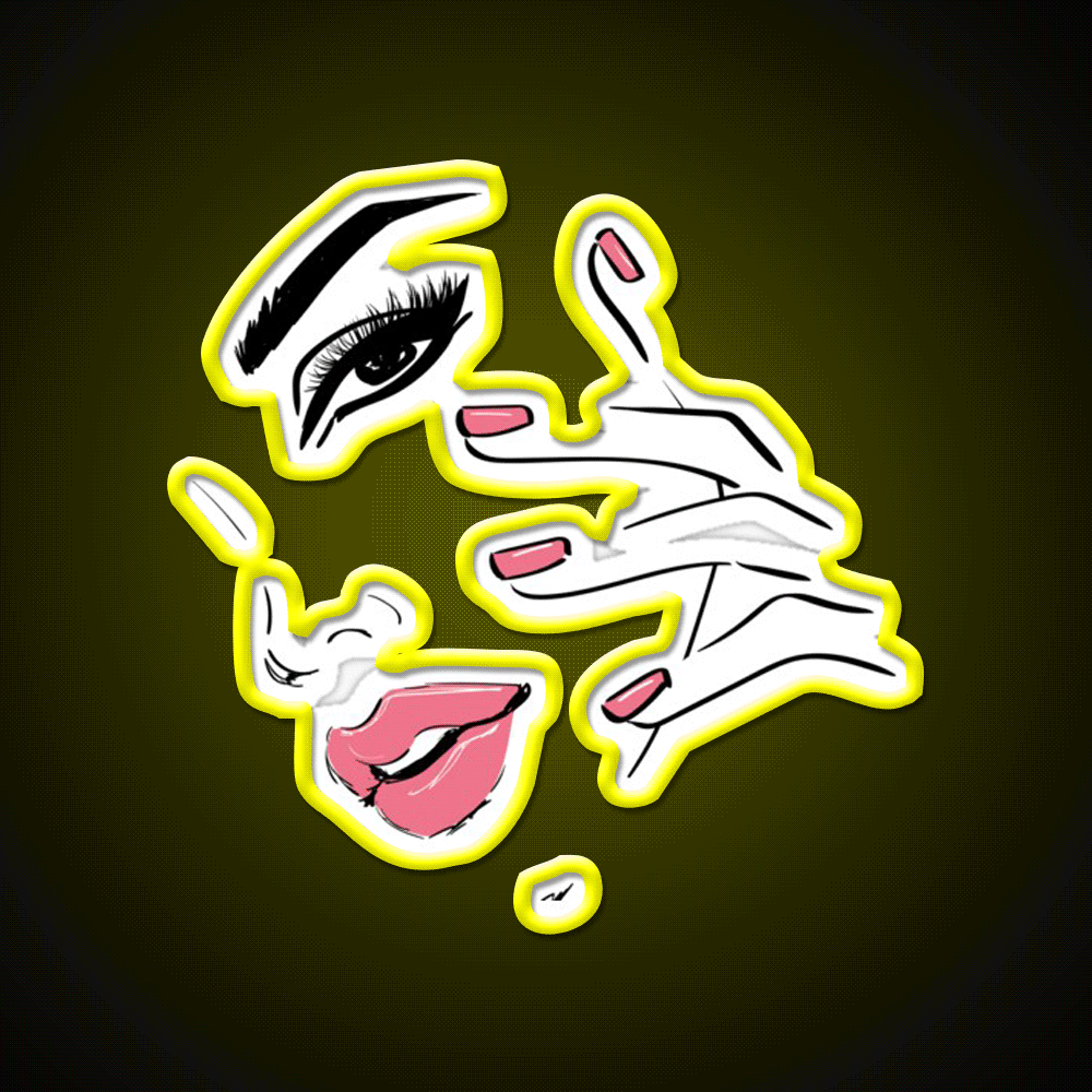 Wink Kiss Eyelashes Nail Art Nail Salon Led Neon Sign For Tech Room Rgb Color - Custom LED neon sign front view