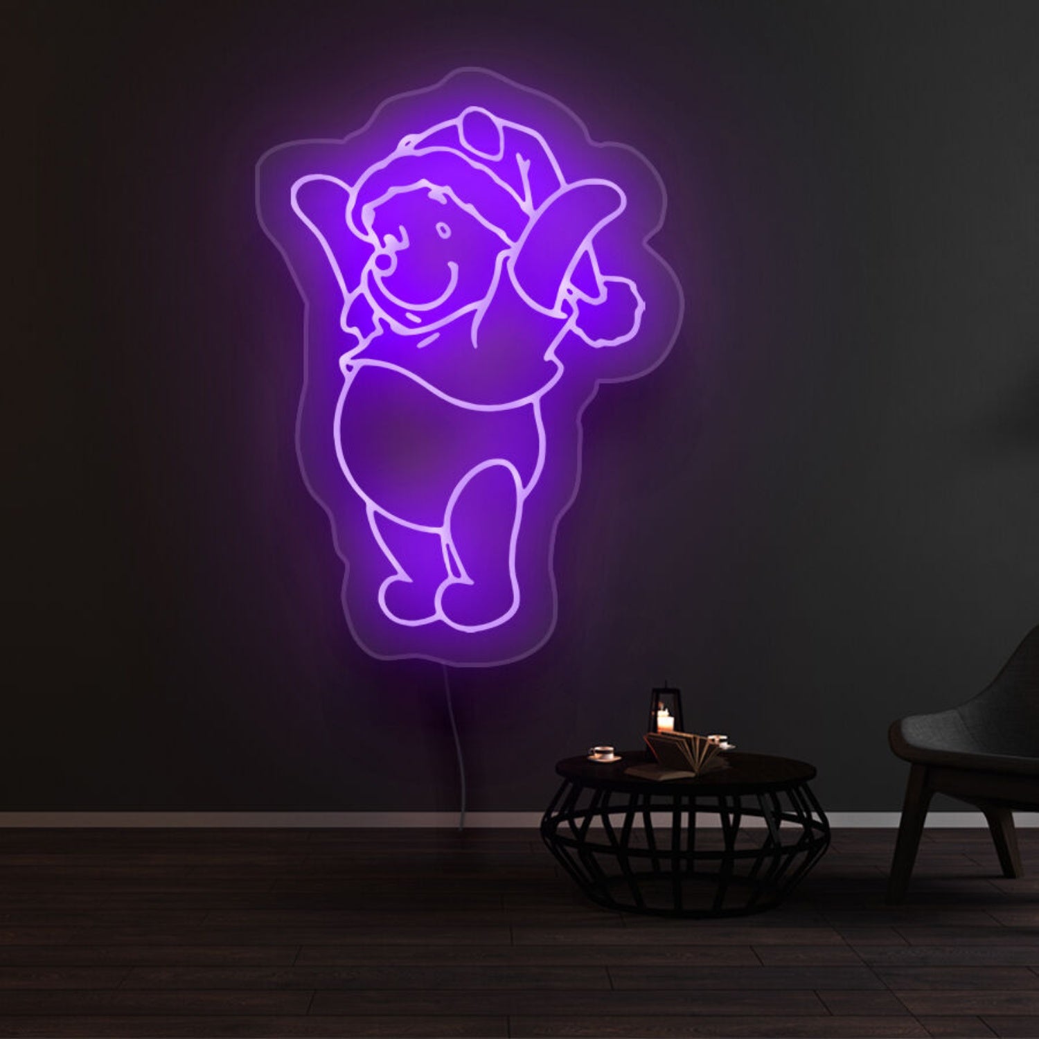 Winnie The Pooh Christmas Hat Neon Sign | Shineneon