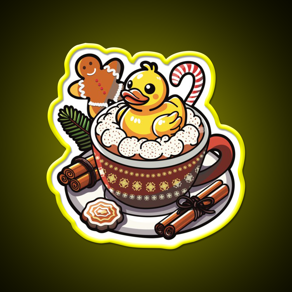 Winter Christmas Duck Coffee Cafe Led Neon Sign Espresso Bar Art Rgb Color