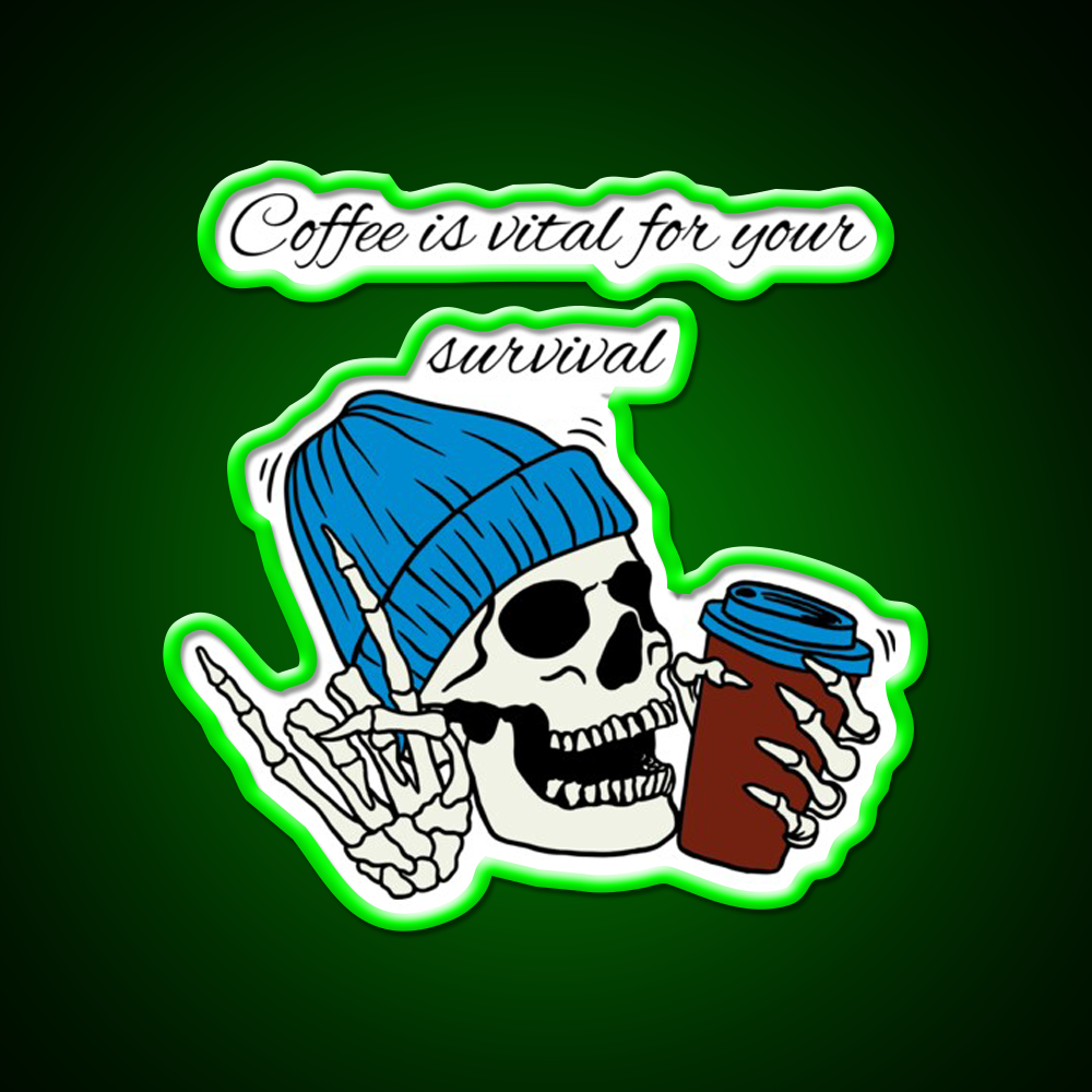 Winter Skull Coffee Drink Cafe Led Neon Sign Espresso Bar Art Rgb Color
