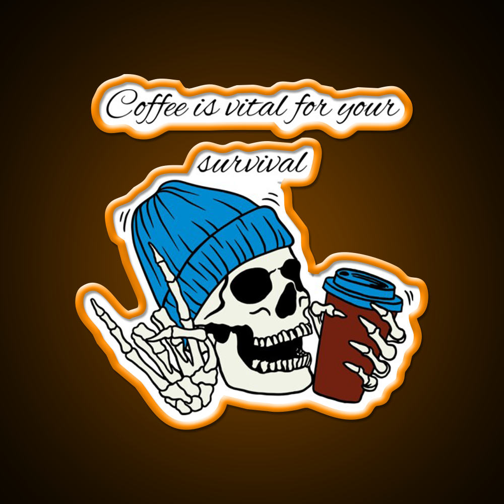 Winter Skull Coffee Drink Cafe Led Neon Sign Espresso Bar Art Rgb Color