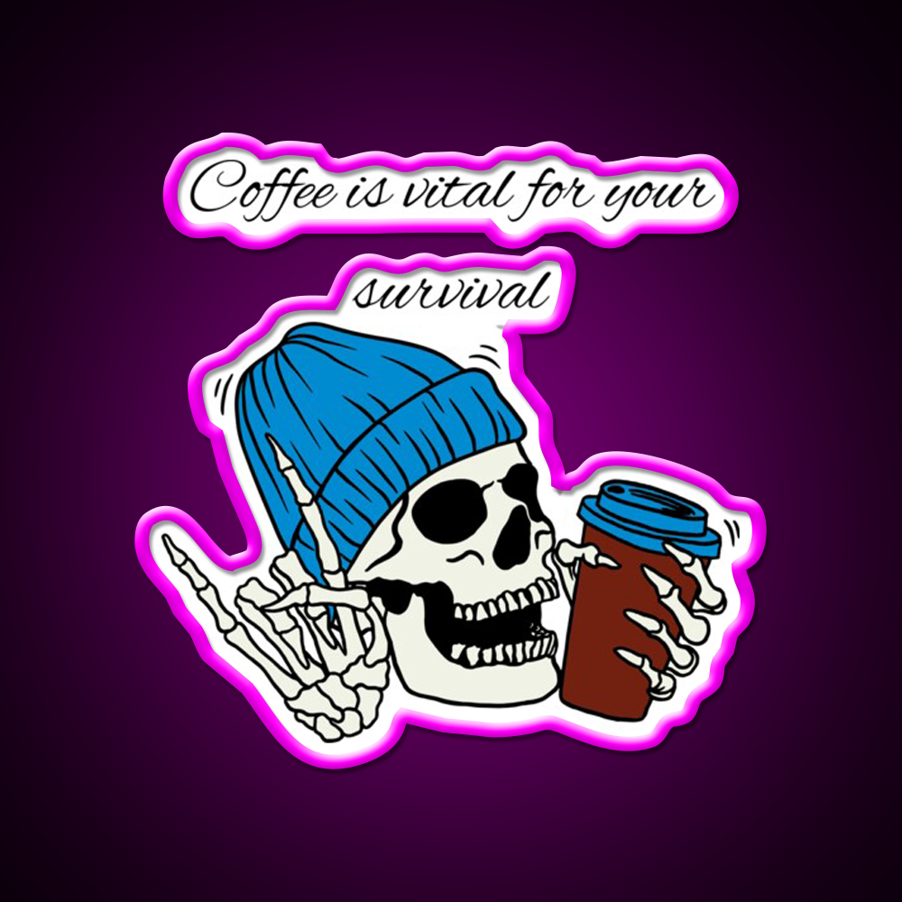 Winter Skull Coffee Drink Cafe Led Neon Sign Espresso Bar Art Rgb Color