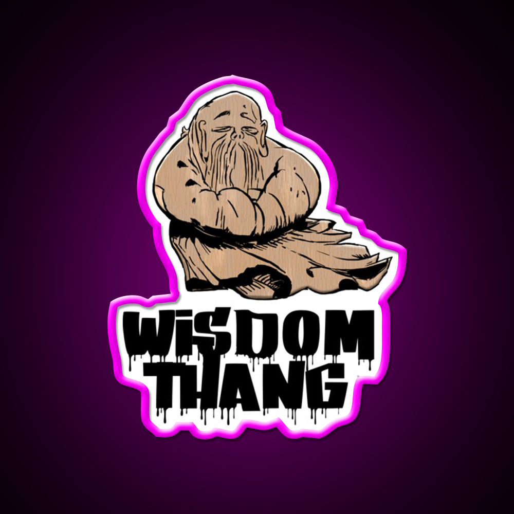 Wisdom Thang Asian Cultural Led Neon Sign Rgb Color - Neon sign mounted on wall in room