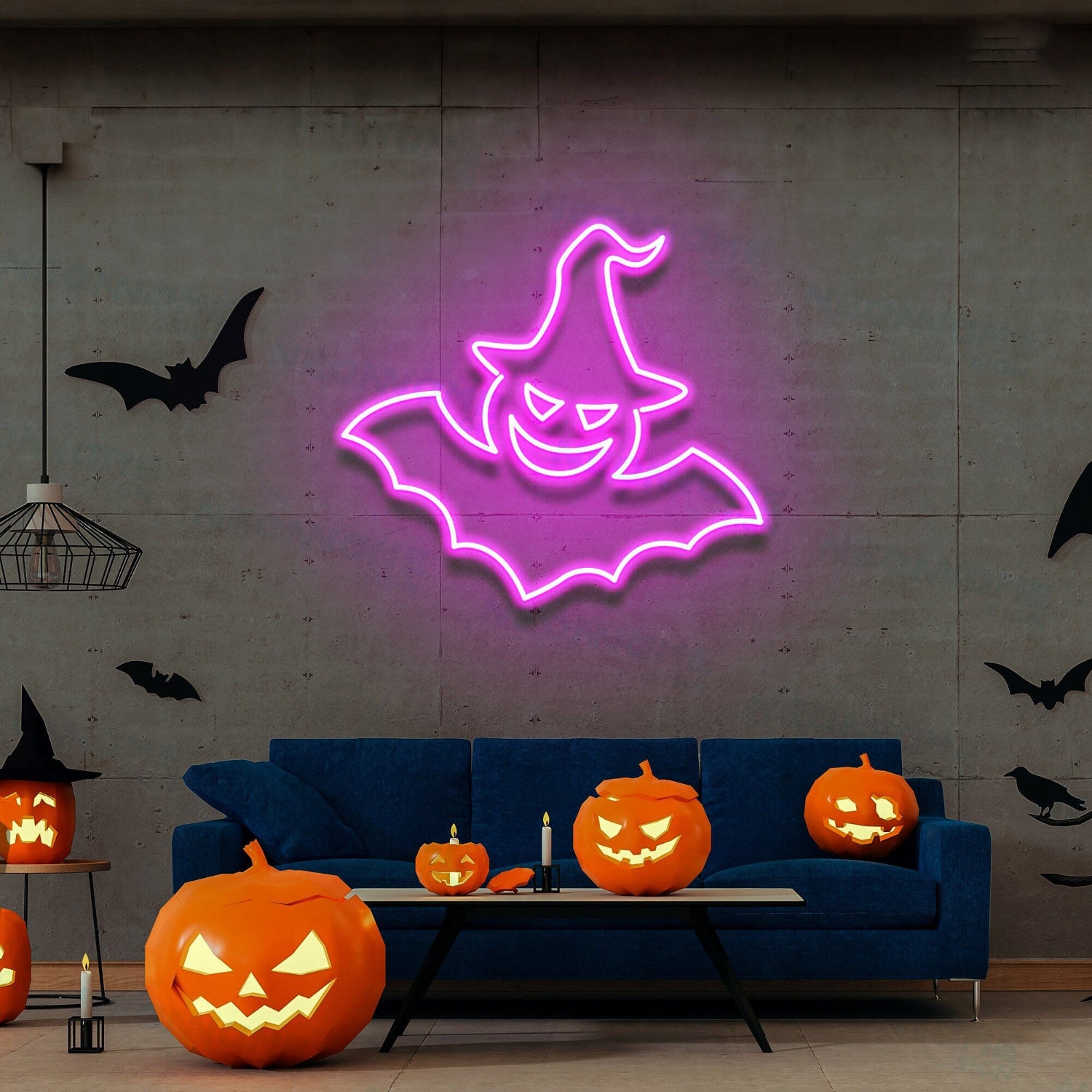 Witch Bat Neon Sign Halloween Light Sign Bat Halloween Party Decor | Shineneon