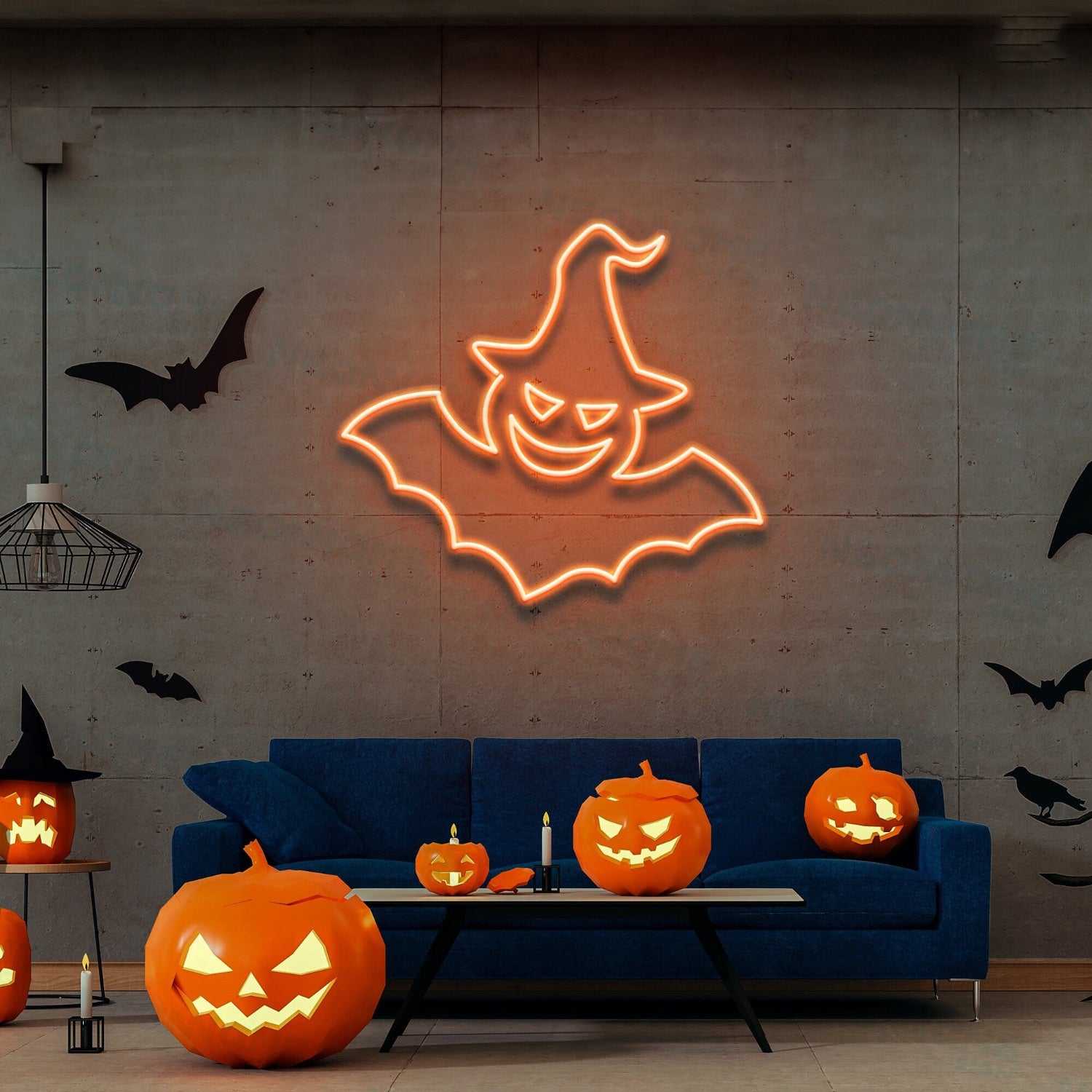 Witch Bat Neon Sign Halloween Light Sign Bat Halloween Party Decor | Shineneon