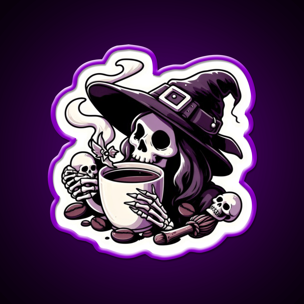 Witchy Brew Skeleton Cafe Led Neon Sign Espresso Bar Art Rgb Color - Shineneon