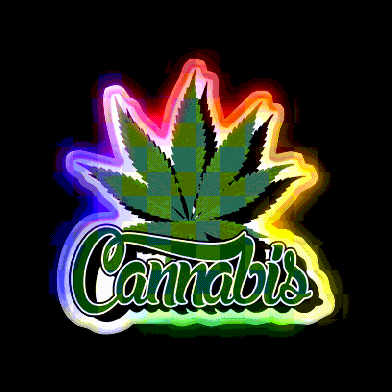 With Leaf Hemp Inspired Green Leaf Led Neon Sign Rgb Color - LED neon sign close-up detail