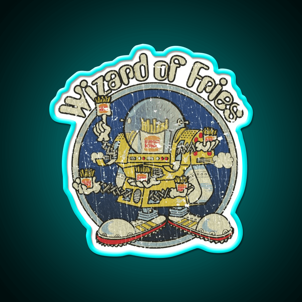 Wizard Of Fries 1979 Fast Food Led Neon Sign For Burger Place Rgb Color - Shineneon