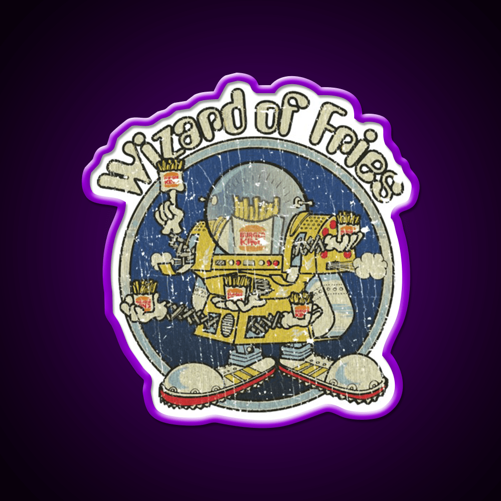 Wizard Of Fries 1979 Fast Food Led Neon Sign For Burger Place Rgb Color - Shineneon