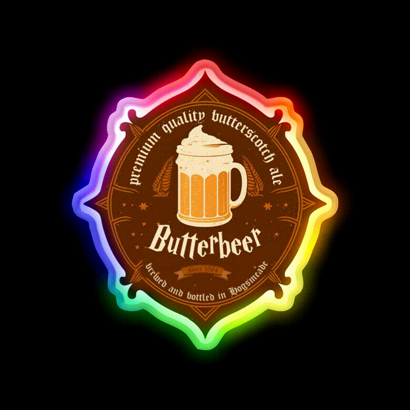 Wizarding World Butterbeer Bar Decor Led Neon Sign Rgb Color - LED neon sign close-up detail
