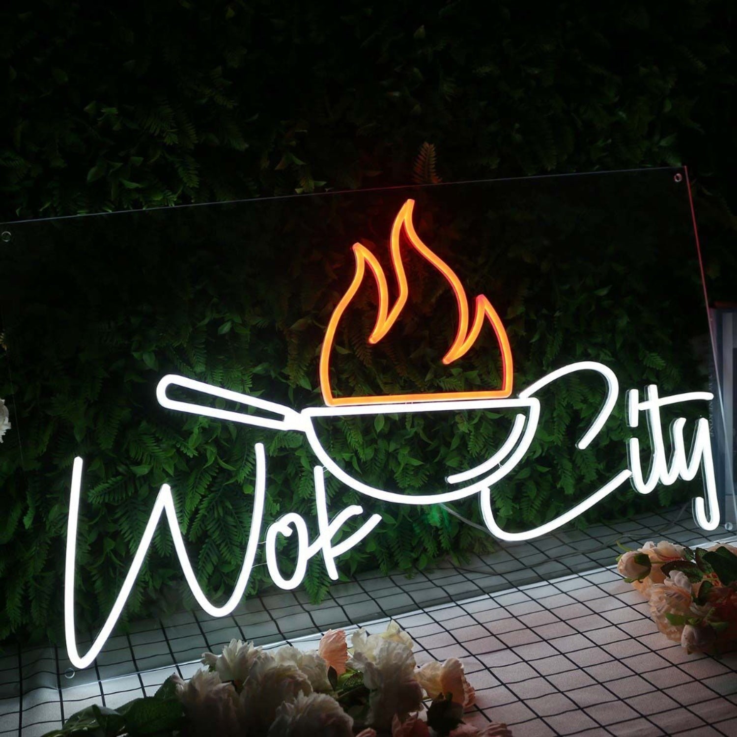 Wok City White Custom Led Neon Sign | Shineneon
