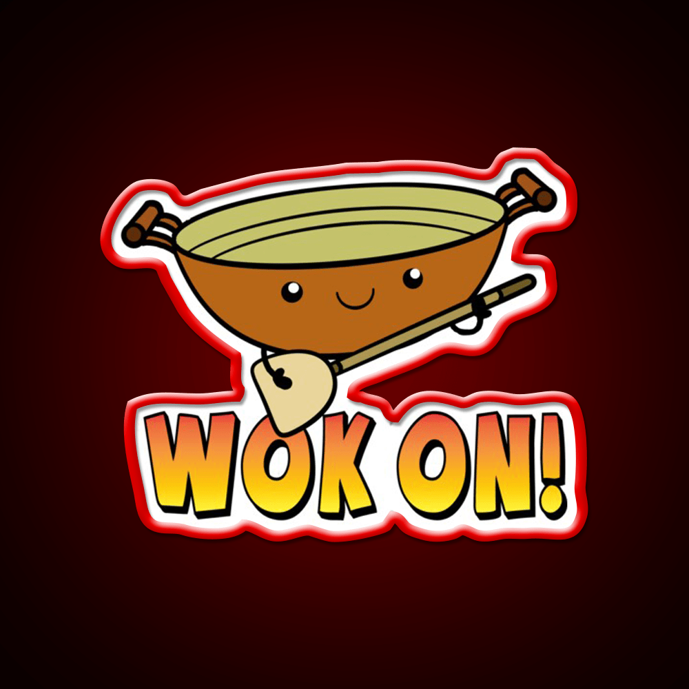Wok On Funny Chinese Cooking Pun Led Neon Sign Chinese Food Rgb Color - Shineneon
