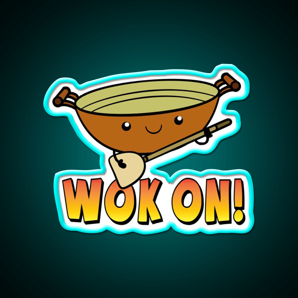 Wok On Funny Chinese Cooking Pun Led Neon Sign Chinese Food Rgb Color - Shineneon