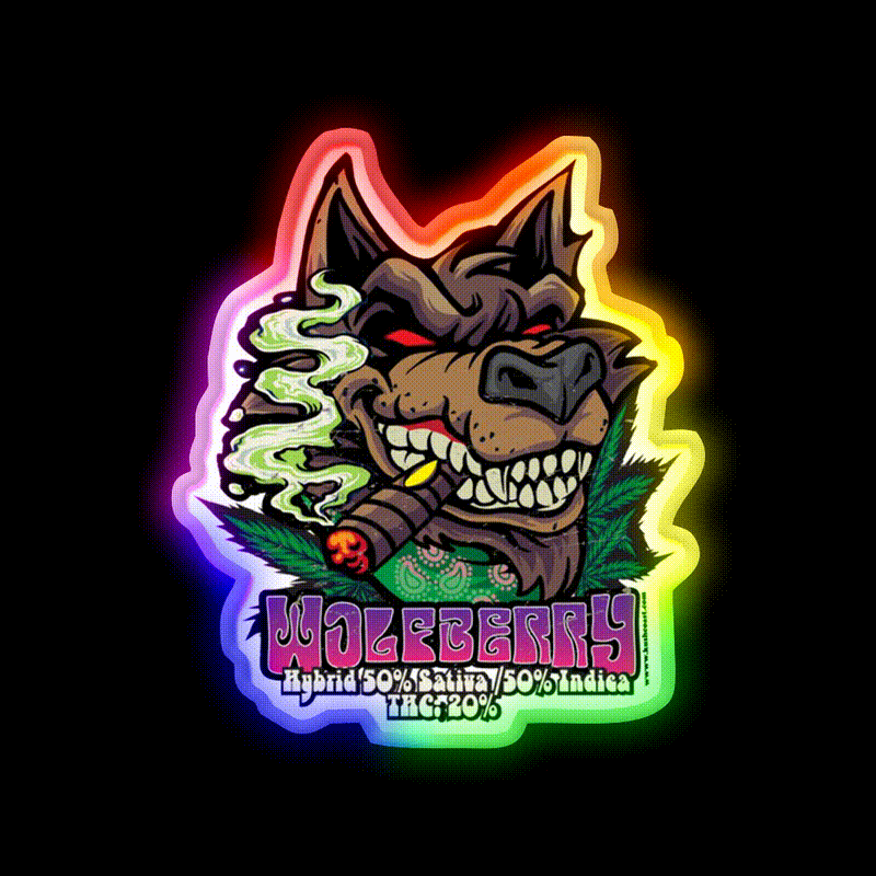 Wolf Berry Strain Art Hemp Inspired Green Leaf Led Neon Sign Rgb Color - LED neon sign close-up detail