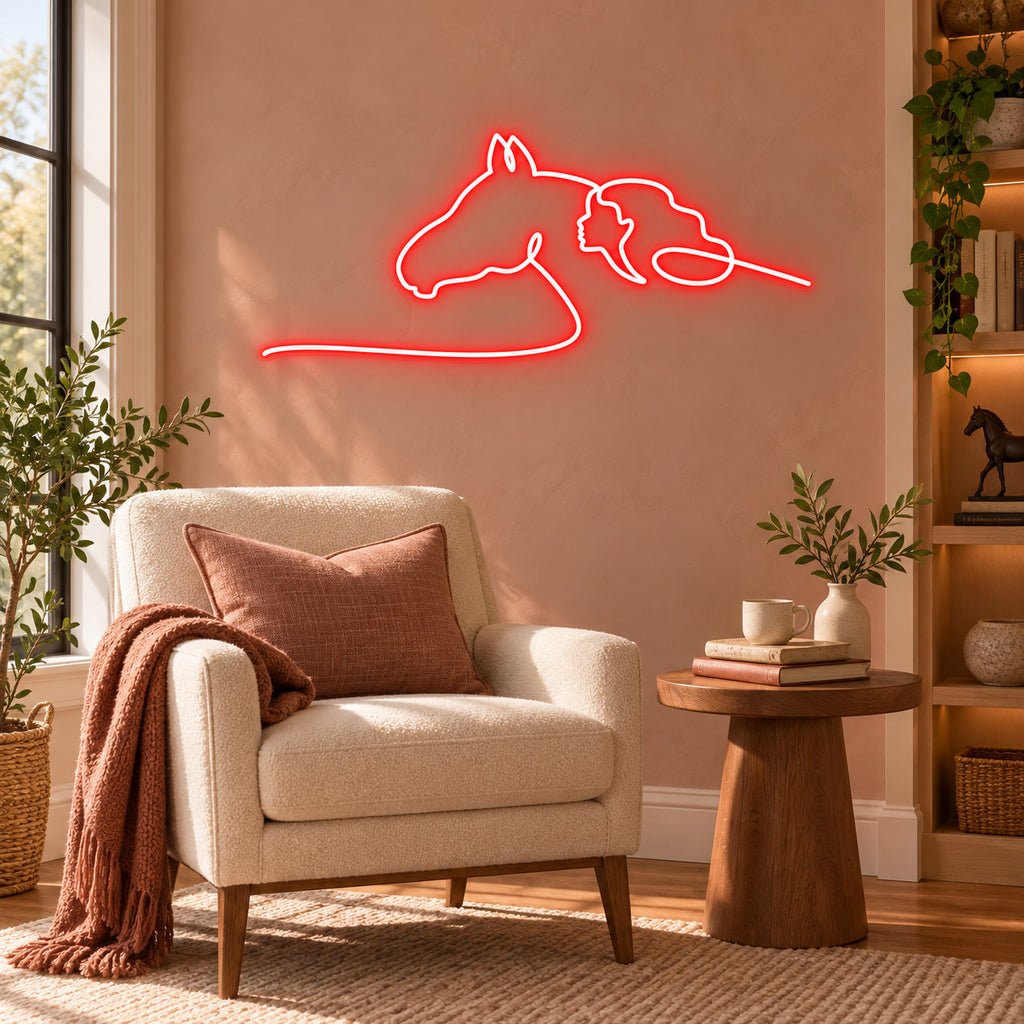 Woman and Horse Line Art LED Neon Sign - Shineneon