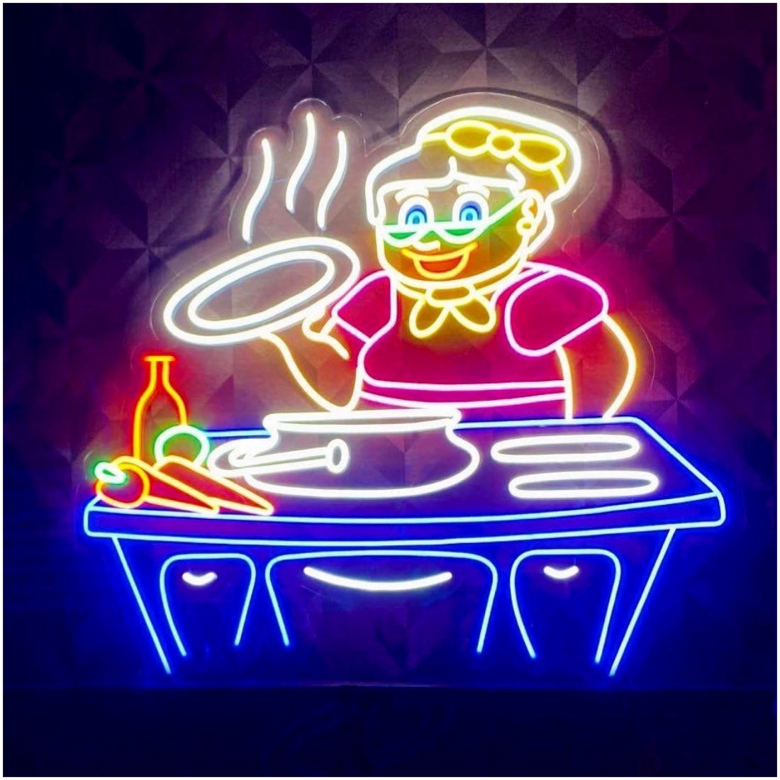 Woman Cooking Food Kitchen Led Sign Business Neon Sign