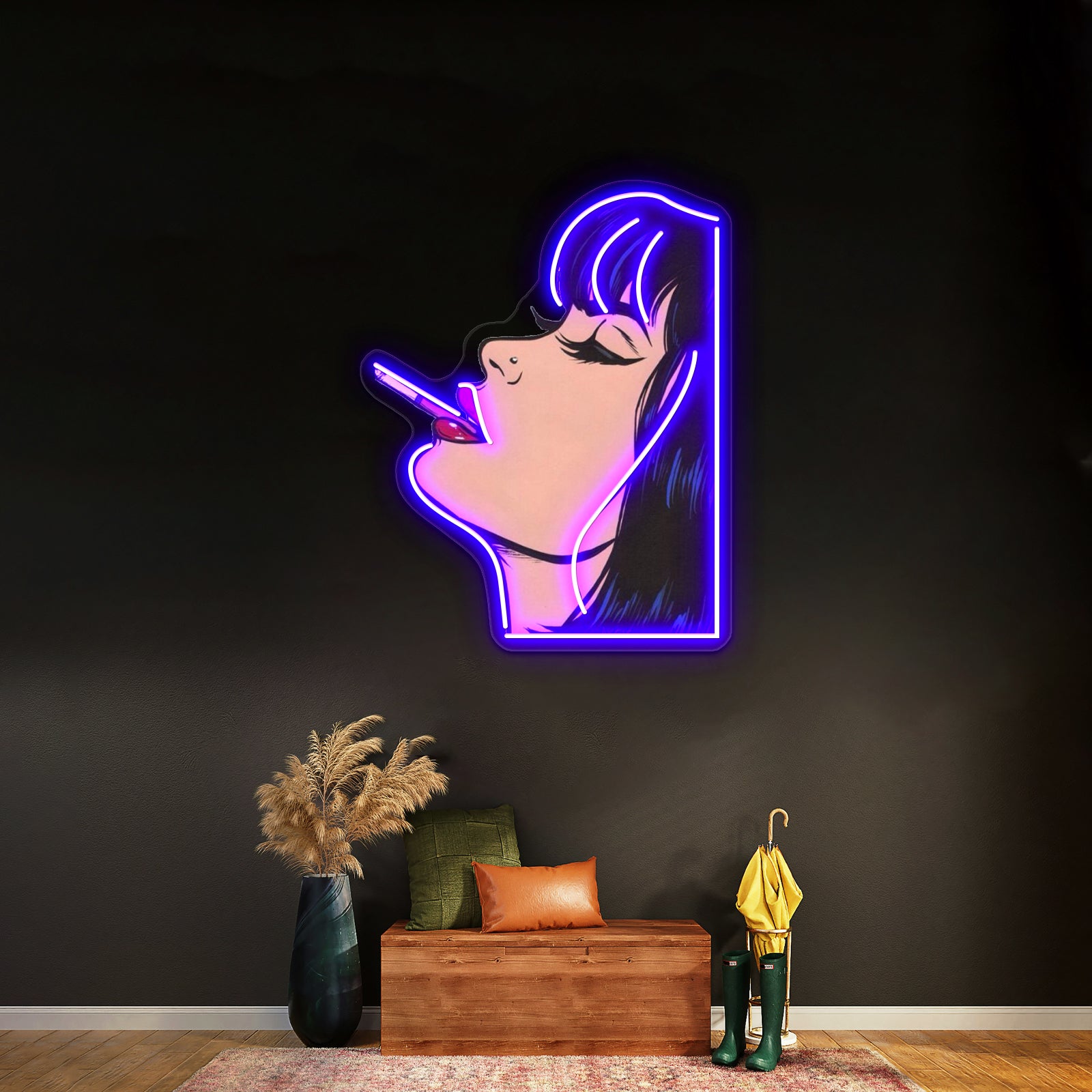 Woman Smoking Cigarette Artwork Led Neon Signs | Shineneon