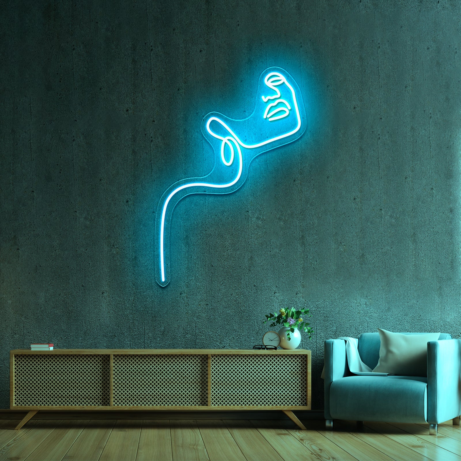 Woman With Flowers Line Art Home Wall Artwork Neon Signs | Shineneon