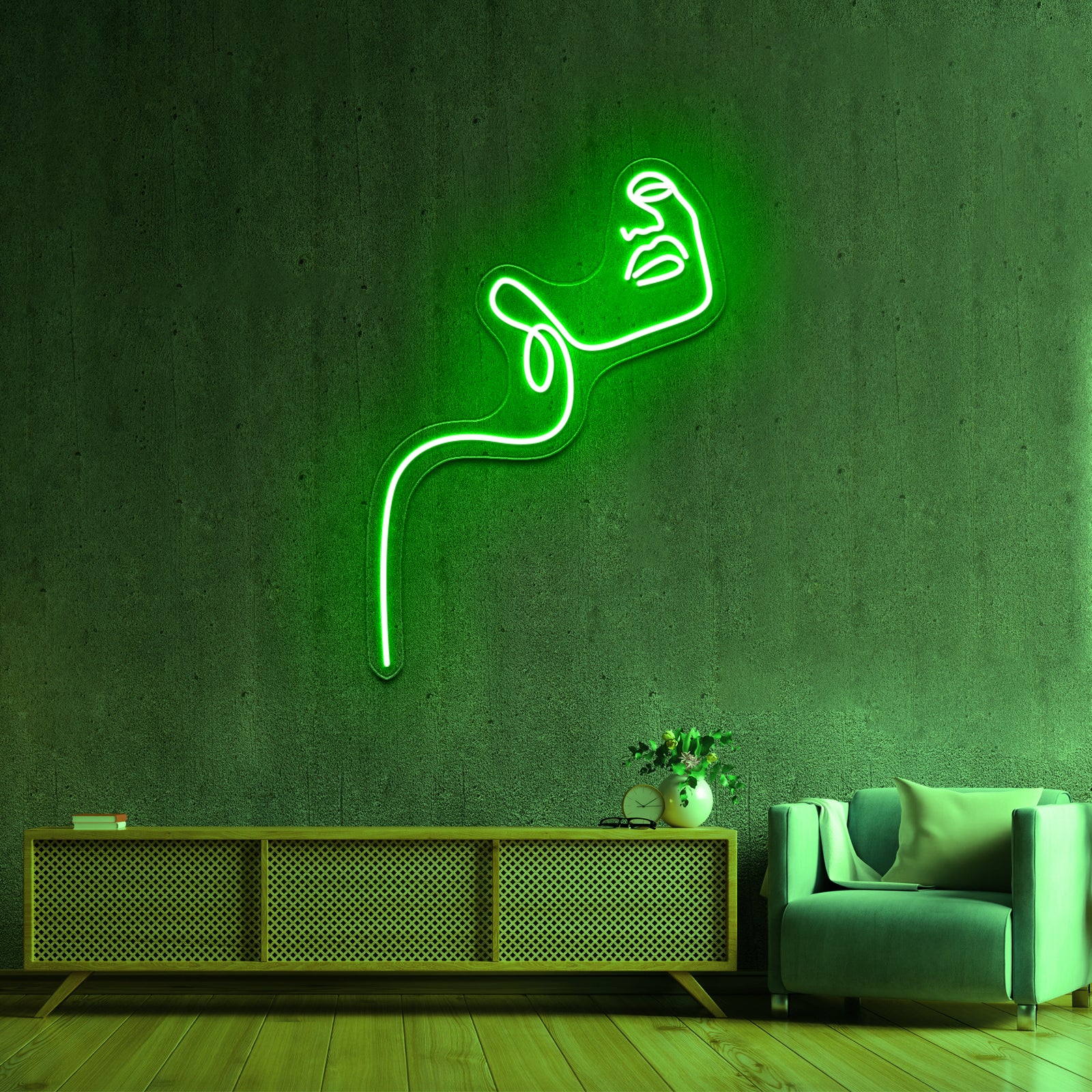 Woman With Flowers Line Art Home Wall Artwork Neon Signs | Shineneon