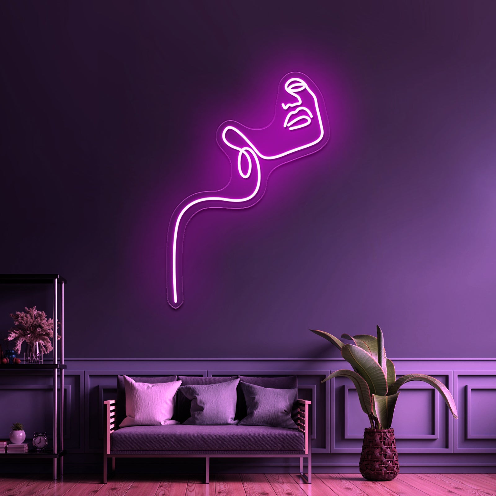 Woman With Flowers Line Art Home Wall Artwork Neon Signs | Shineneon