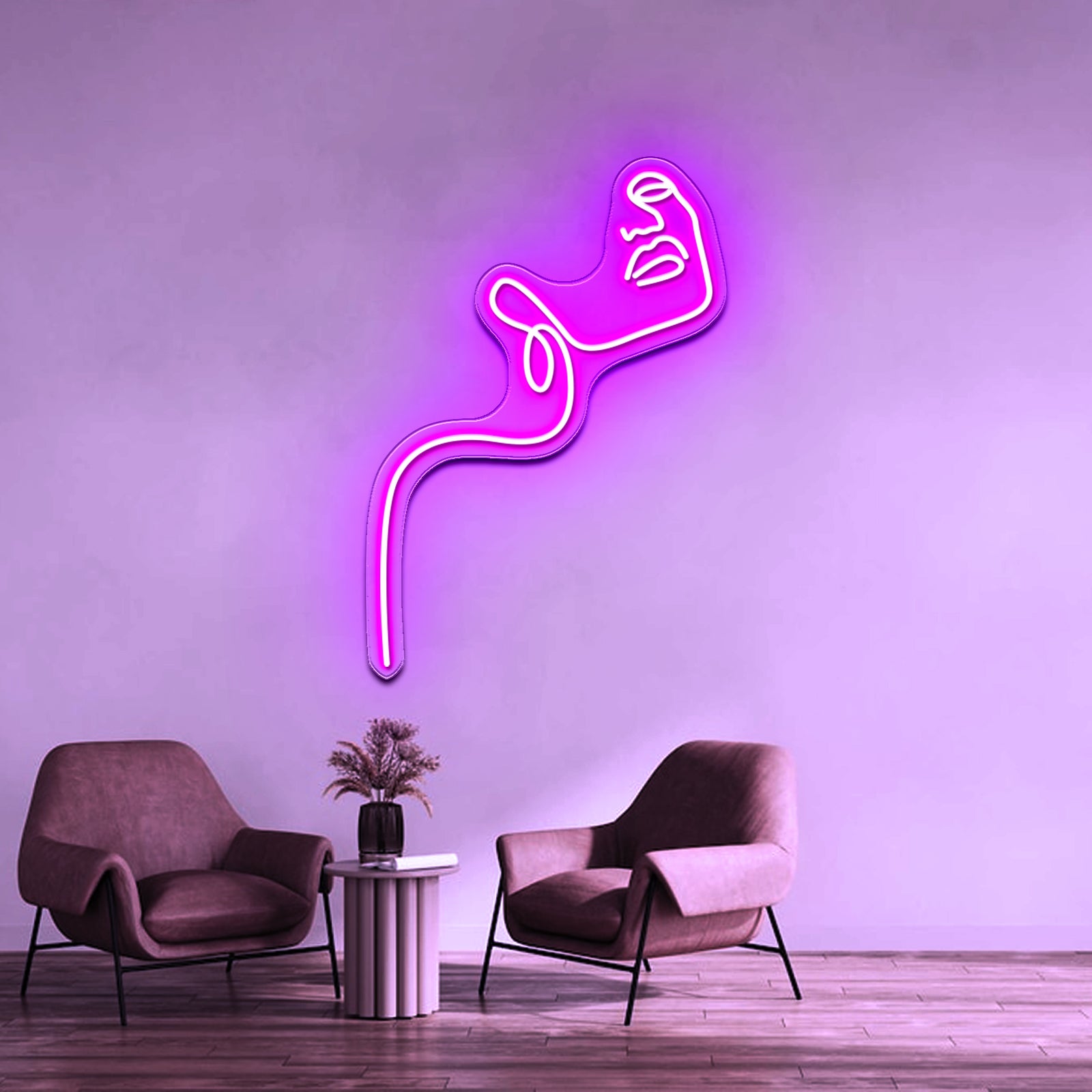 Woman With Flowers Line Art Home Wall Artwork Neon Signs | Shineneon